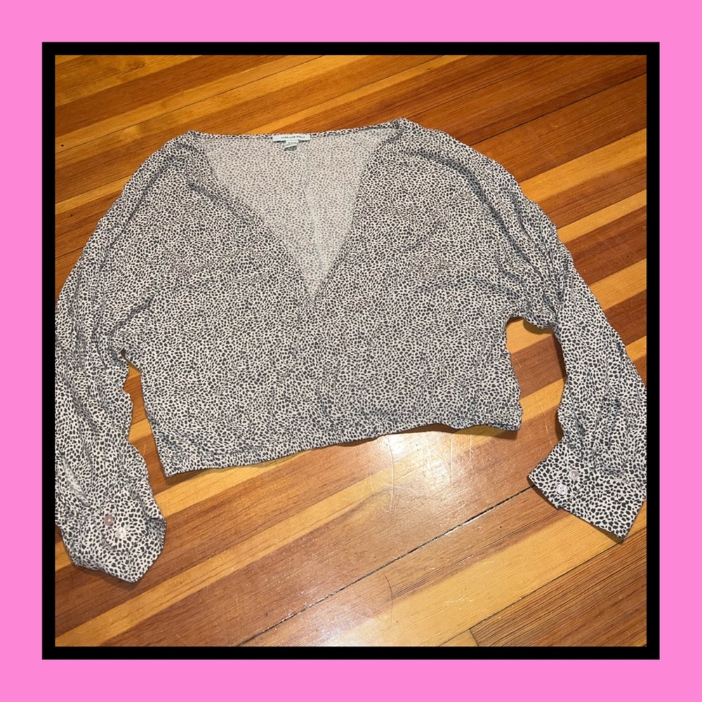 American Eagle Animal Print Crossover Blouse